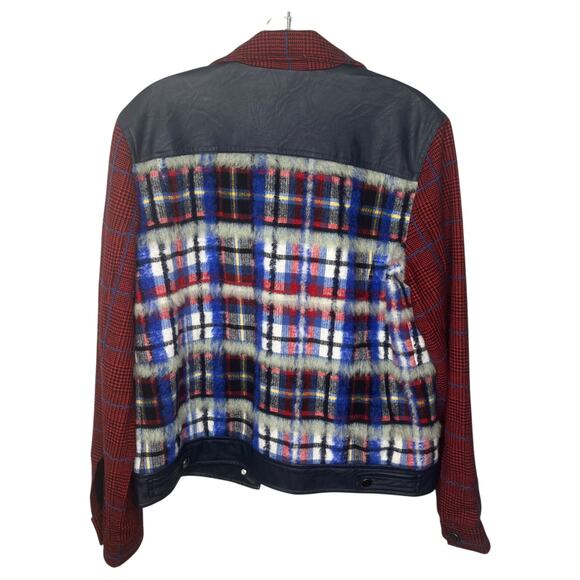 Desigual Women's Jacket Size Small Red Ingrid Trucker Jacket Tartan Plaid - Picture 3 of 9